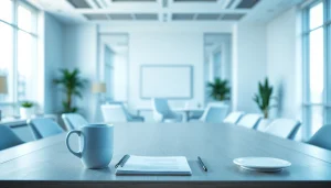 Engaging visual representing Business in a modern workspace with a laptop and notepad