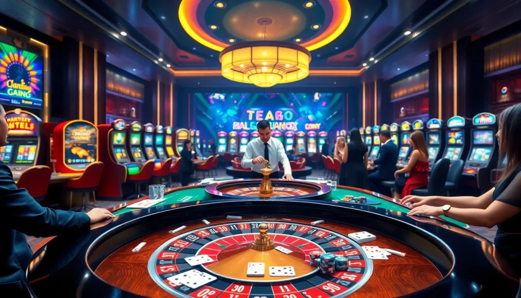 Gameplay at NEW88 Trang chủ featuring an elegant roulette table and vibrant casino atmosphere.