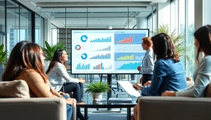 Analyzing competitive intelligence in a modern office setting with a collaborative team.