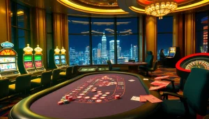 Engaging poker game at a luxury casino emphasizing Kjc solutions for thrilling gambling experiences.