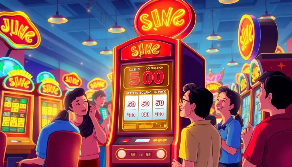 Pesan slot bet kecil yang menggembirakan di mesin slot yang penuh warna.