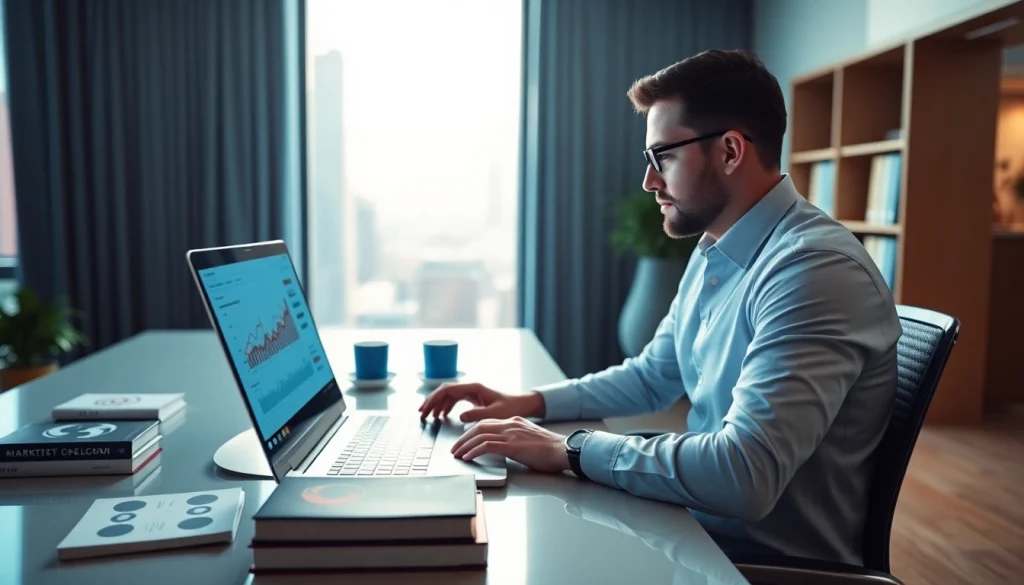 Engaging professional reviewing tiktok smm panel analytics in a bright office.
