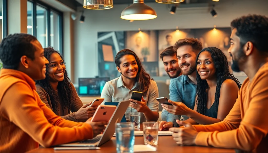 Group discussing sex ai technology in a modern café.