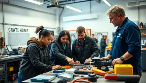 Engaging trade school in Tennessee with students actively participating and collaborating.