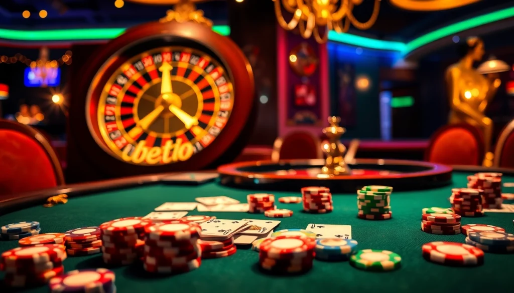 Rasakan sensasi obral Toto dengan chip berwarna-warni dan roda roulette dalam suasana kasino mewah.