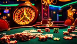 Rasakan sensasi obral Toto dengan chip berwarna-warni dan roda roulette dalam suasana kasino mewah.