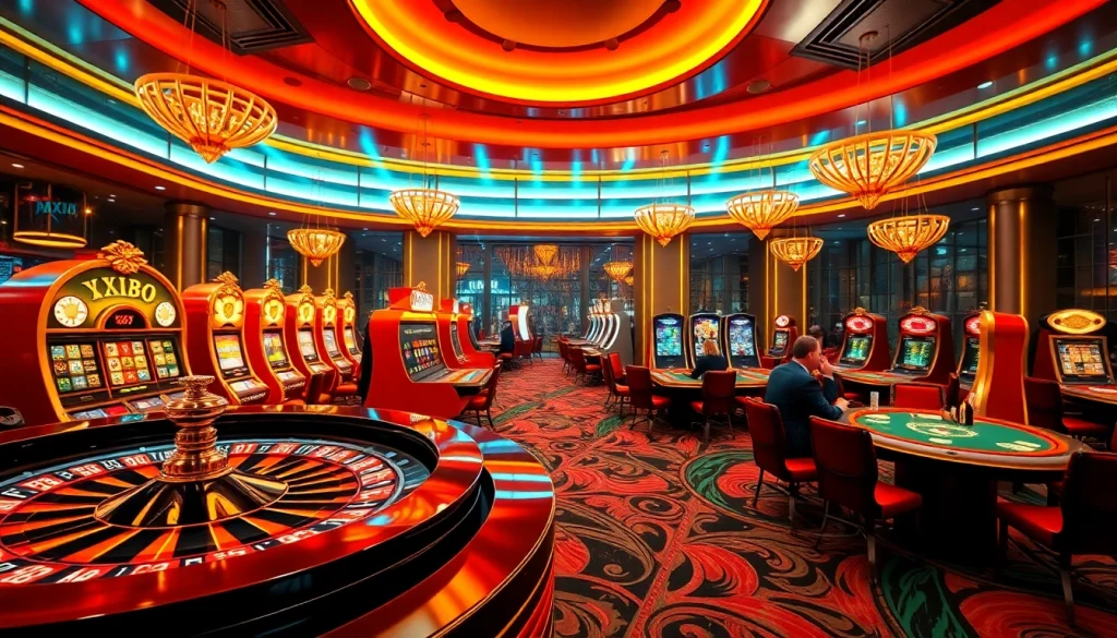 Enjoy the excitement of xx88 at a luxurious casino featuring vibrant slot machines.