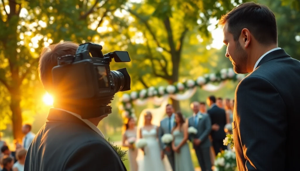 edmonton videographer capturing a heartfelt wedding moment with professional flair.