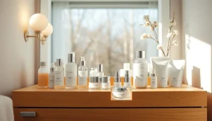 Koreanska hudvårdsprodukter visade i en lugn skandinavisk miljö, med fokus på koreansk hudvård i Sverige.