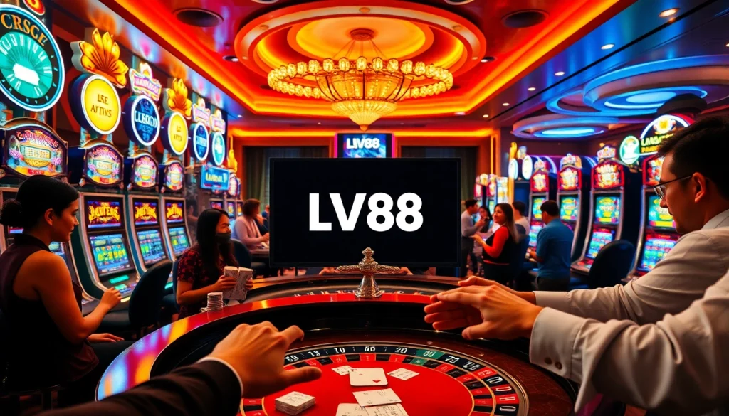 Players enjoying casino games at LV88, showcasing excitement and vibrant gaming elements.