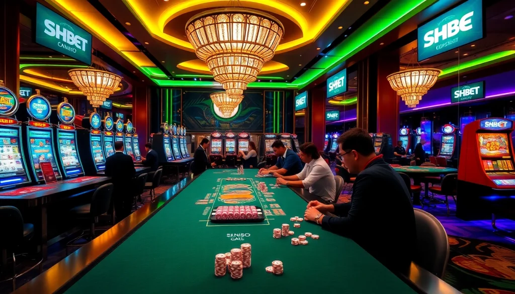 SHBET players enjoying an exhilarating gaming experience at a luxury casino.