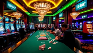 SHBET players enjoying an exhilarating gaming experience at a luxury casino.