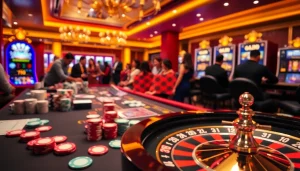 Players enjoying the excitement of GG 88's vibrant casino games with colorful chips and cards.