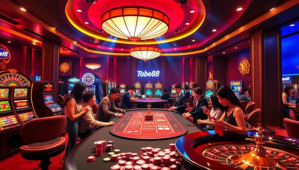 Experience the thrill of gaming at trang chủ tobet88 with vibrant tables, slot machines, and poker action.