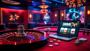 Experience thrilling gaming moments with 388bet in a luxurious casino atmosphere.