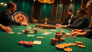 Engage with the MK8 poker table in a luxurious casino setting, showcasing vibrant gameplay.