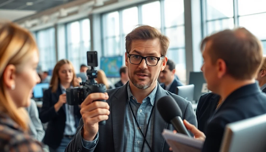 Engage with the newsroom story at https://www.thedailynewsonline.com through a dynamic journalist interview scene.