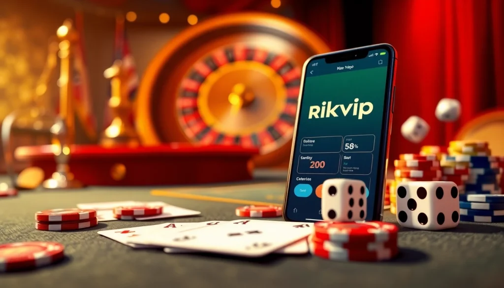 Experience vibrant gaming excitement at Rikvip with chips, cards, and roulette.