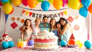 Celebrate a customizable birthday party with vibrant decorations and personalized cake.