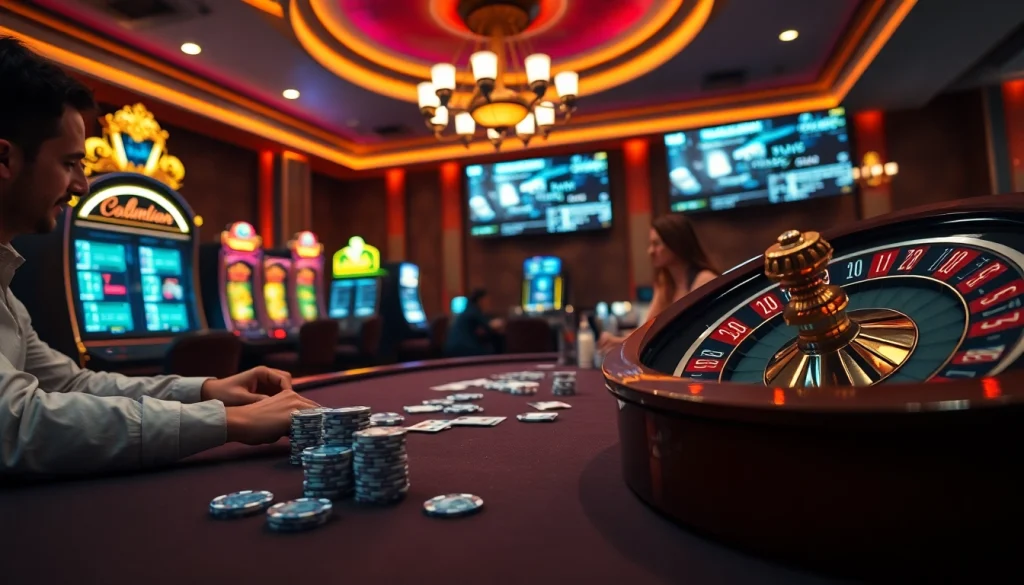 Engage in excitement at the hidden wiki-themed casino with chips and cards in play.