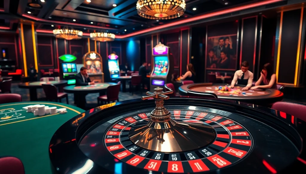 Experience the thrill of new88bet as players engage at the luxurious casino tables and slot machines.