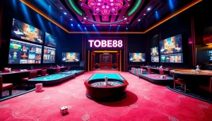 Experience the vibrant trang chủ tobet88 with exciting poker tables and digital gaming interfaces.