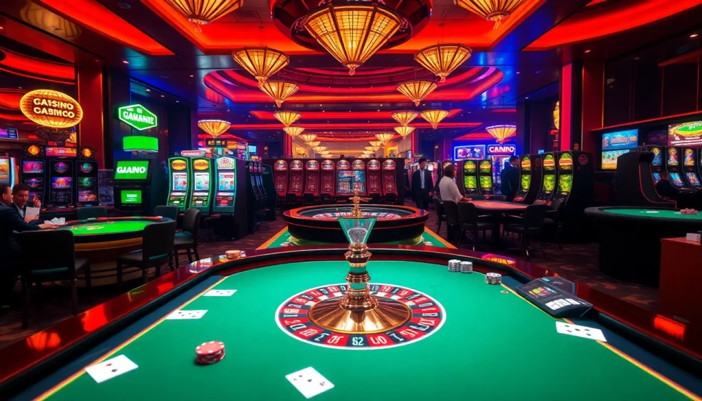 Exciting casino scene with GG88 gaming table surrounded by vibrant poker chips and roulette wheel.