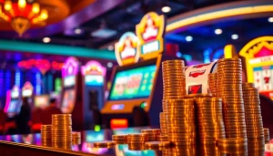 Permainan slot depo 1k dengan mesin slot berkilau dan nuansa kasino yang menarik.