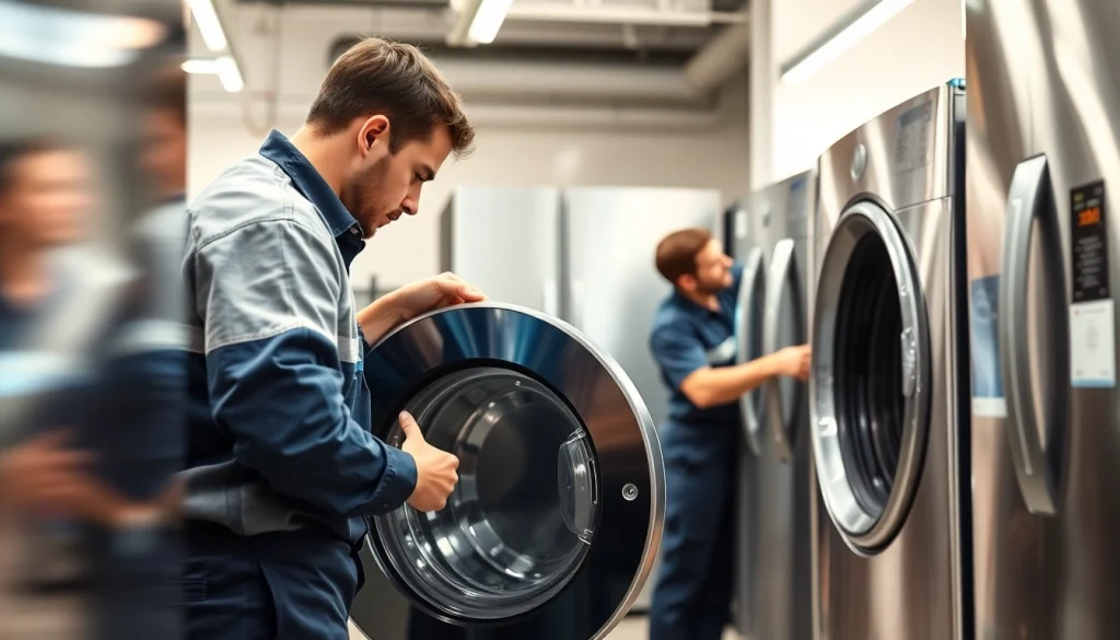 Technicians performing appliance repair in Ottawa for washing machines and refrigerators.