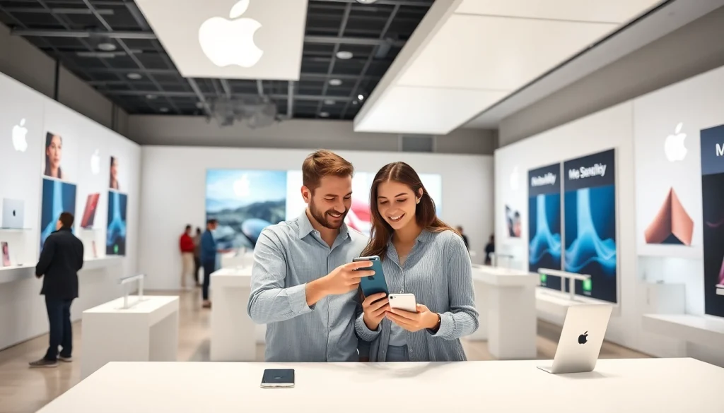 Adquiere un iPhone for Life MacStore en un ambiente de compra vibrante y moderno.