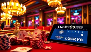 Người chơi thưởng thức sự phấn khích của LUCK8 và LUCKY8 trong một khu casino sang trọng với các trò chơi sôi động.