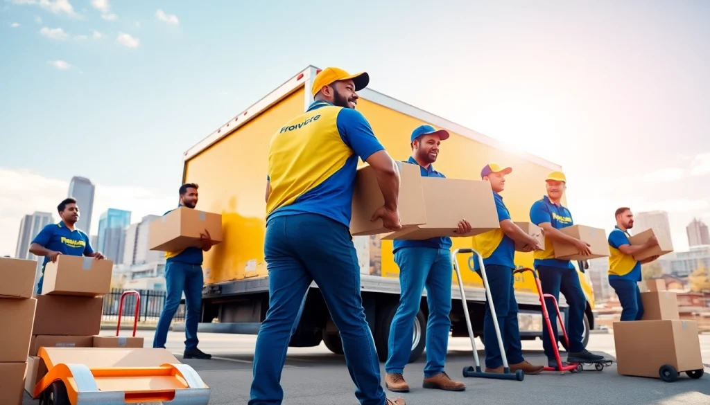 Efficient long distance movers Calgary loading boxes into a truck under natural light.