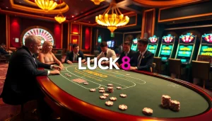 Trải nghiệm sự phấn khích của LUCK8 tại bàn casino sang trọng, nơi có blackjack và máy đánh bạc sống động.