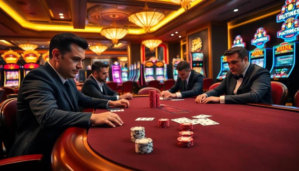 Experience the thrill of רמי אונליין with players strategizing around a luxurious casino table.