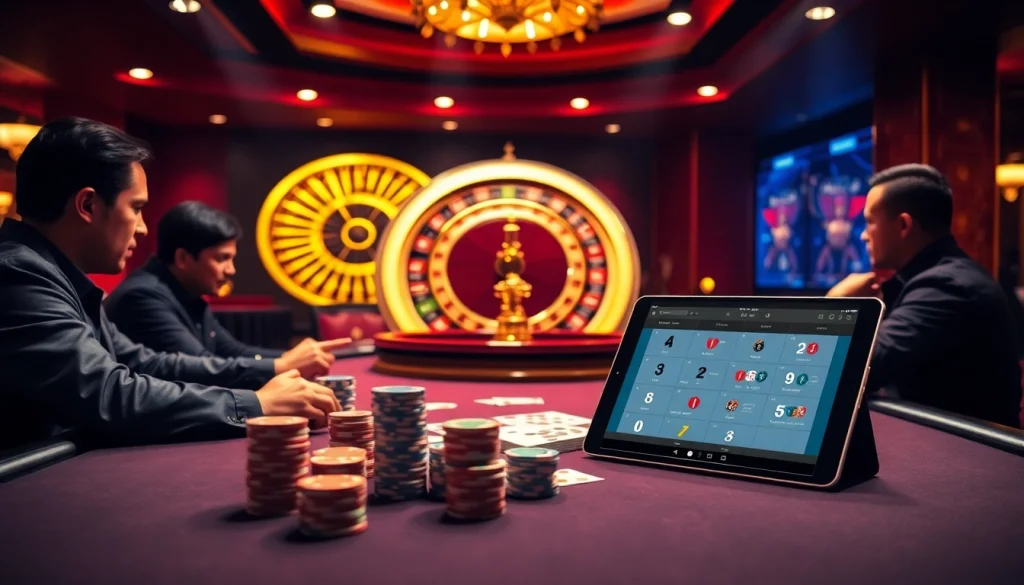 High-stakes poker action at a luxurious casino, highlighting https://kkwinzz.com/ gaming excitement.