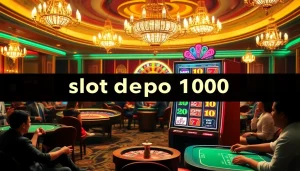 Experience excitement with slot depo 1000 as players celebrate winnings in a luxurious casino setting.