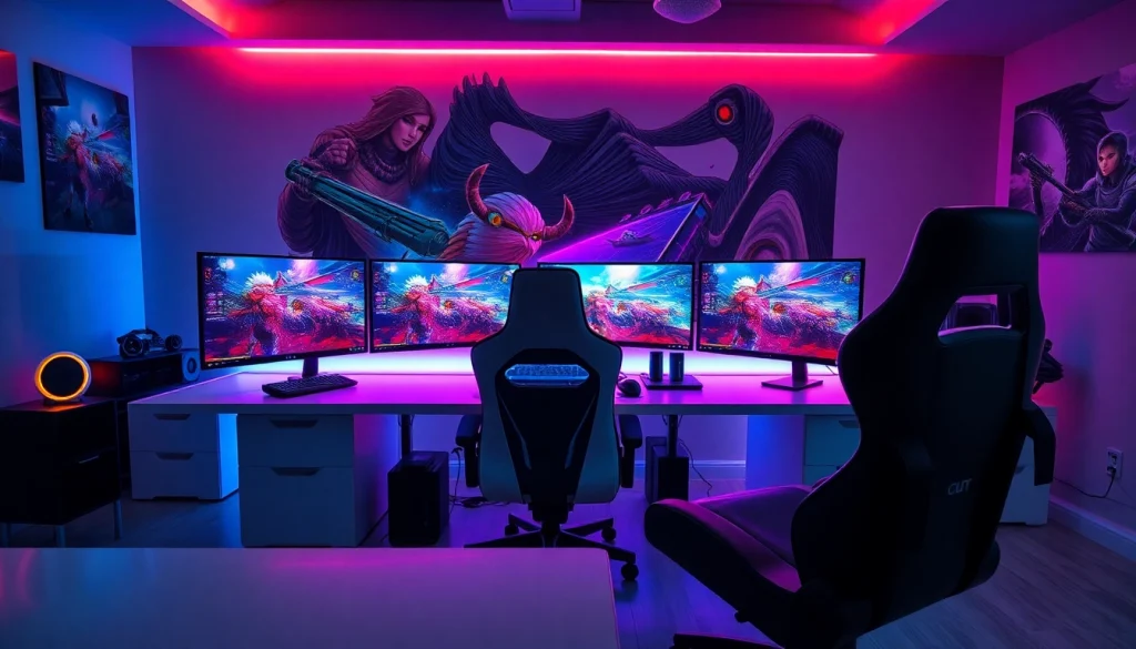 A vibrant gaming setup illustrating game reviews 2026 highlights with dynamic visuals and modern design.