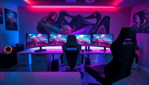 A vibrant gaming setup illustrating game reviews 2026 highlights with dynamic visuals and modern design.
