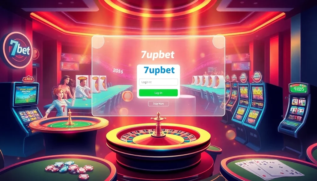 Engaging scene showcasing 7upbet's online casino experience with vibrant gaming elements.