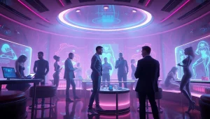 Engaging scene depicting a futuristic NSFW AI environment with interactive characters.