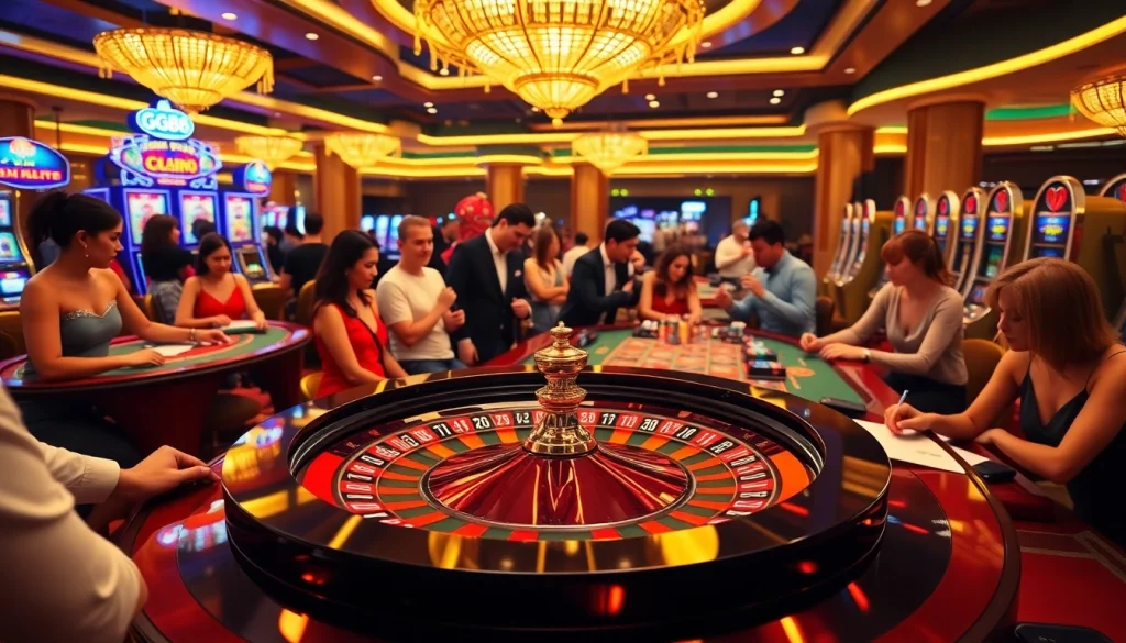Experience thrilling gameplay at GG88's vibrant casino featuring roulette, poker, and slot machines.
