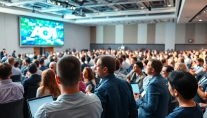 Participants engaging in discussions at an AI and emerging technology conference.