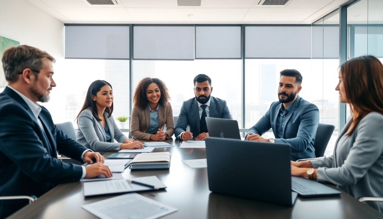 Illustration of a team in a debt collection agency, showcasing debt collection uk processes.