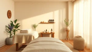 부드러운 조명과 편안한 장식이 있는 대구 마사지 치료실