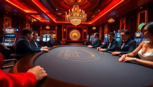 Engaging casino action at https://rr99.center/ with players at a poker table in a luxurious setting.