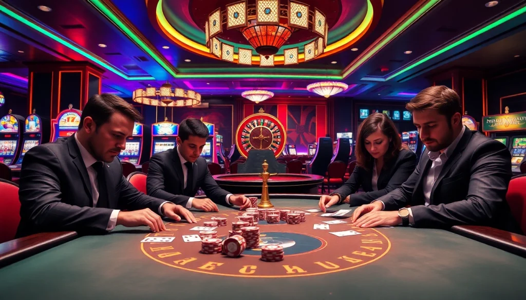 Competitive players at the open 88 poker table, showcasing high stakes and excitement.