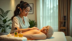 수원출장마사지의 편안한 가정 환경에서 태국인 치료사가 차분한 마사지를 제공하는 모습.