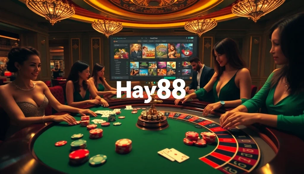 Experience the thrill of gambling with Hay88 at a luxurious casino table.