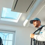 HVAC Cleaning technician using advanced tools in a clean indoor environment.