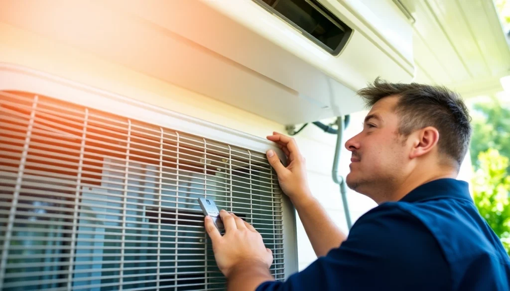 Install an American Standard AC unit by a technician in a serene home garden setting.